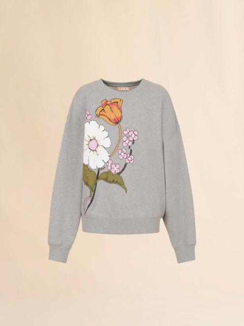 GRAY COTTON SWEATSHIRT WITH MELODIA FLORAL PRINT