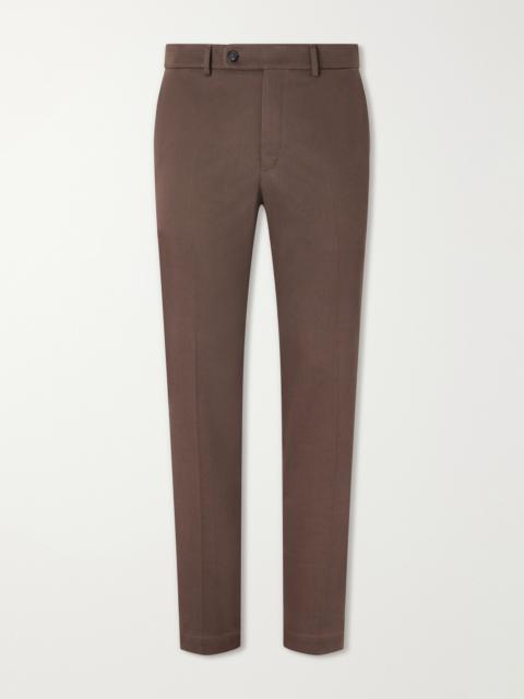 SLOWEAR Tapered Pleated Stretch-Cotton Gabardine Suit Trousers