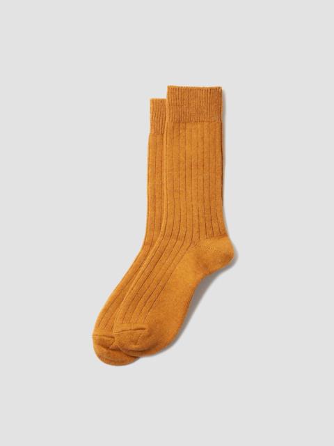 Nigel Cabourn Rototo Cotton Wool Ribbed Crew Sock in Gold
