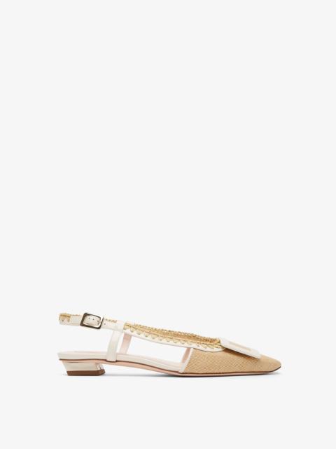 Roger Vivier Belle Vivier Braided Lacquered-Buckle 세부 슬링백 플랫 중립
