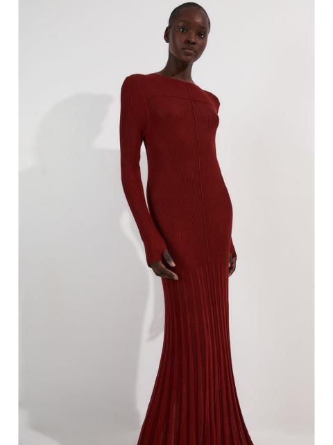 KAREN MILLEN Drapey Sheer Rib Knitted Midi Dress