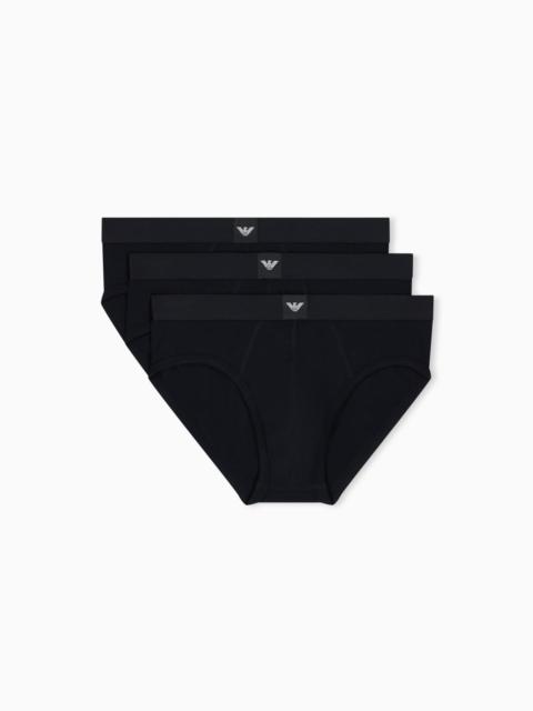 EMPORIO ARMANI THREE-PACK OF COTTON JERSEY BRIEFS WITH LOGO LABEL