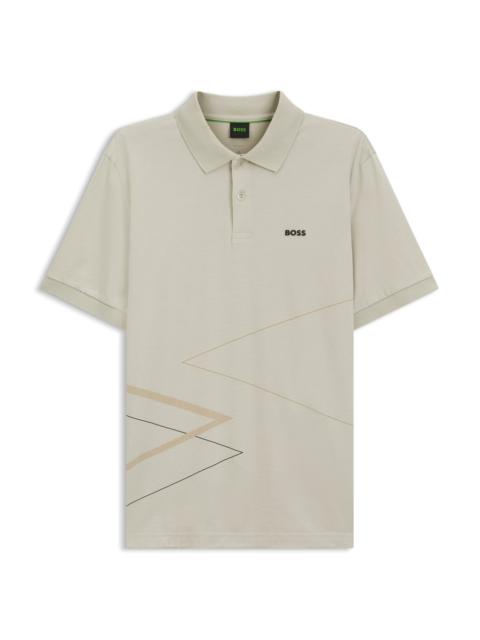 BOSS PIMA COTTON POLO SHIRT WITH PLACED PRINT
