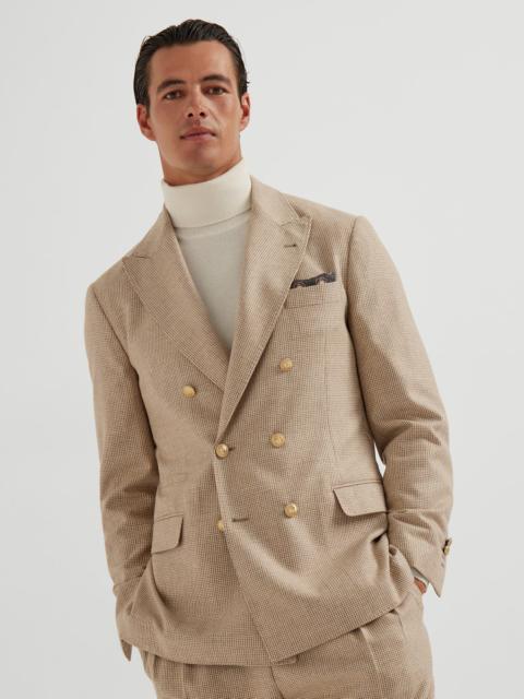Brunello Cucinelli Cashmere and silk houndstooth one-and-a-half breasted deconstructed blazer with metal buttons