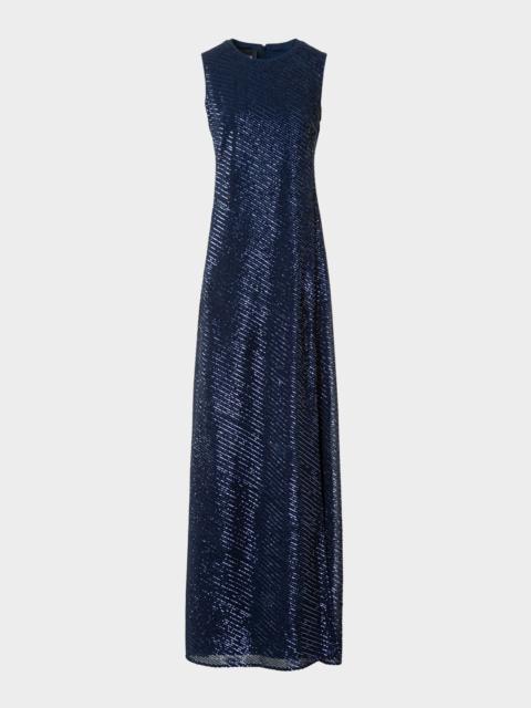 AKRIS Diagonal Sequined Georgette Gown