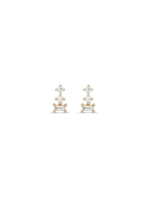 STONE AND STRAND Tiny Triple Stacked Diamond Studs