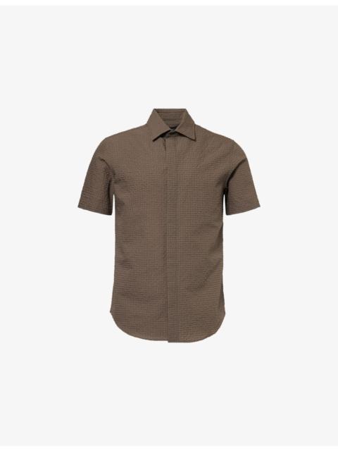 EMPORIO ARMANI Icon Short-Sleeve Seersucker Woven Shirt