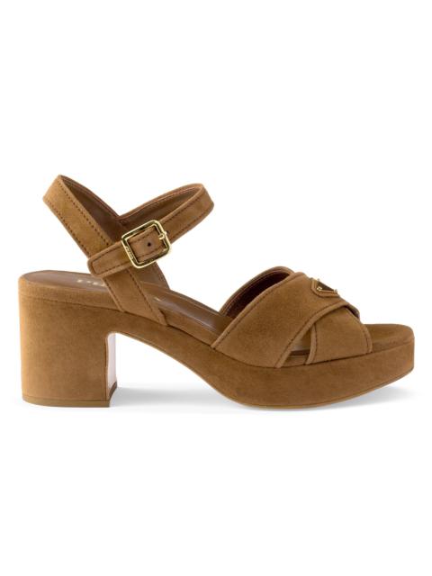 Prada Women's Suede Platform Sandals - Light Brown