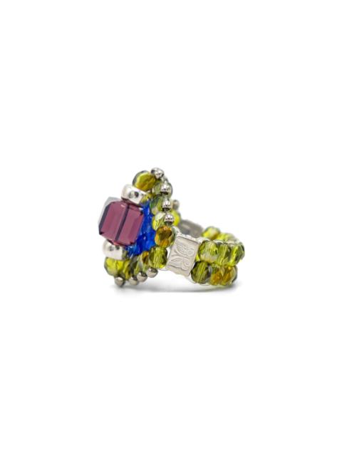 NEEDLES NEEDLES x Tie A Knot Square Crystal Beads Ring - Purple x Olive