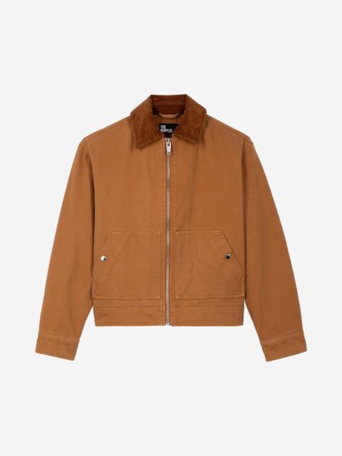 The Kooples CAMEL COTTON EMBROIDERED BACK JACKET