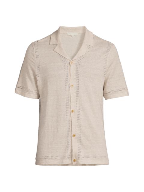 onia Men's Linen Knit Camp Shirt - Natural Melange