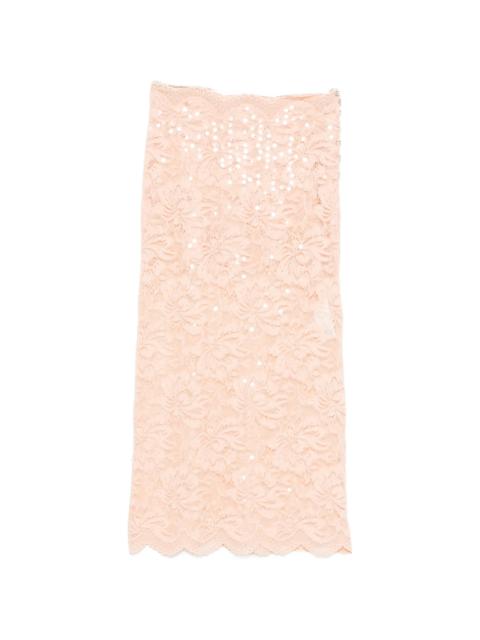 rabanne Rabanne Sequin Lace Midi Skirt