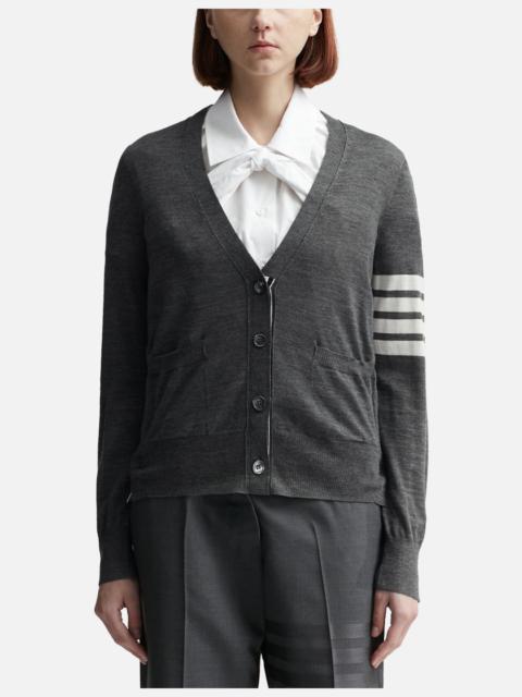 FINE MERINO WOOL V-NECK 4-BAR CARDIGAN