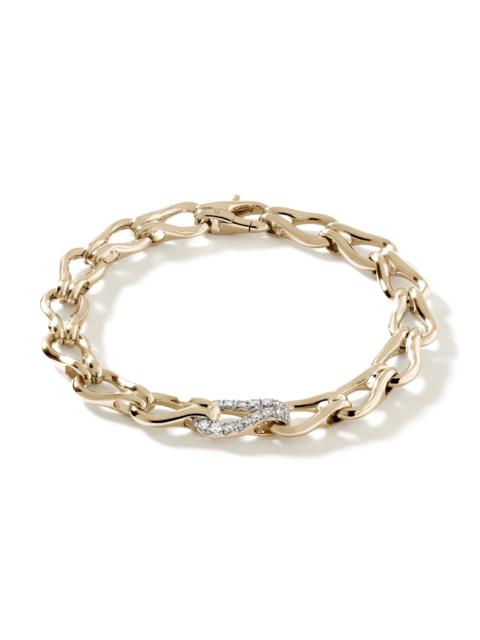JOHN HARDY Surf Bracelet, Gold, Diamonds, 8.5MM