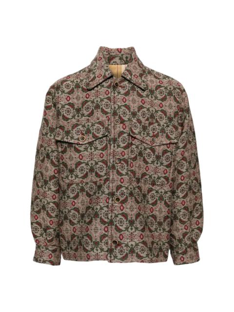 jacquard-pattern shirt jacket