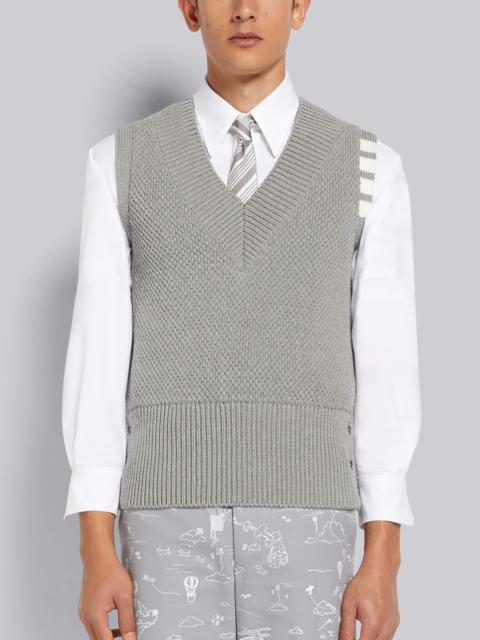 Thom Browne Light Grey Seed Stitch Cotton 4-Bar V-Neck Vest