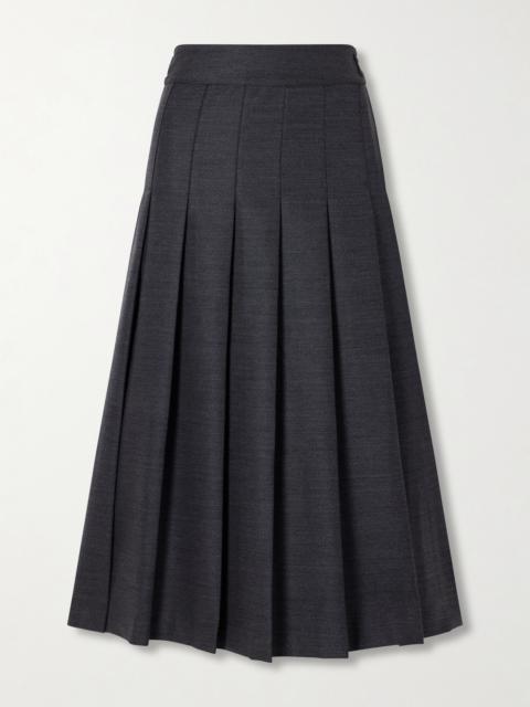 RÓHE Pleated Wool-blend Midi Skirt