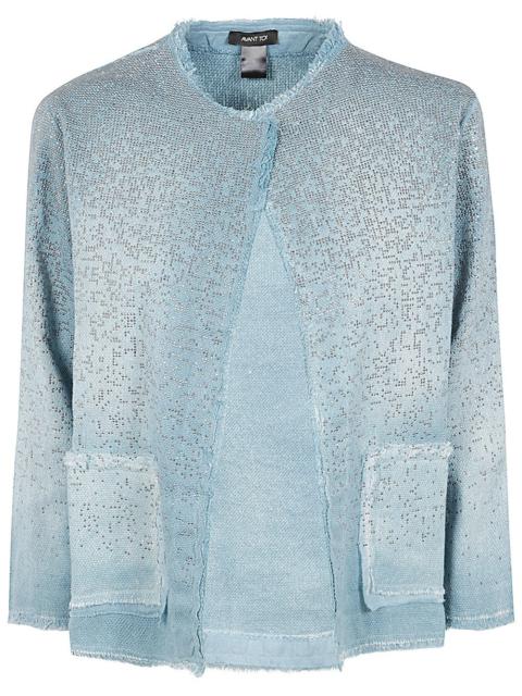 Avant Toi ROUND NECK MICRO MAT STITCH JACKET WITH STUDS AND STRASS