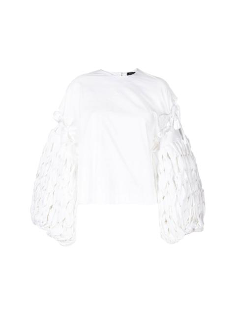 woven puff-sleeve blouse
