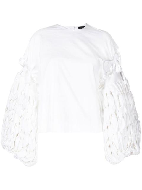 woven puff-sleeve blouse