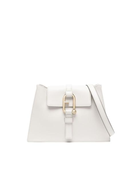 logo-plaque leather shoulder bag