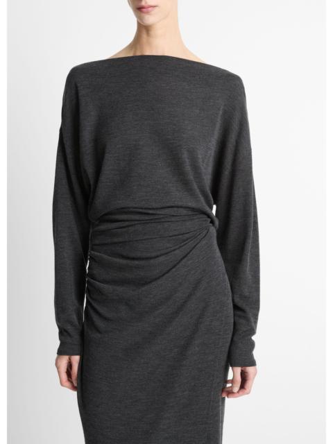 Vince Draped Wool-Blend Slash-Neck Top