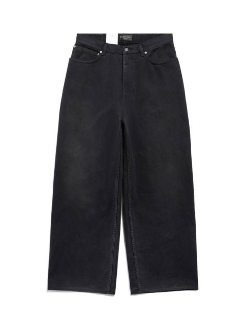 Denim Size Sticker Baggy Pants in Black