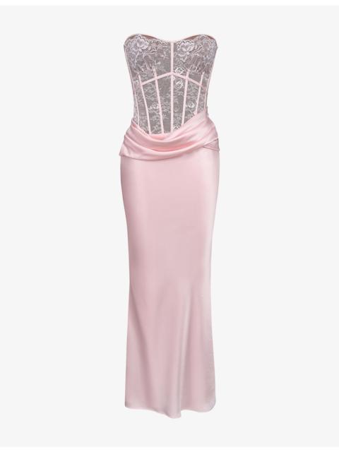 House of CB Ayana Corset Lace and Satin Maxi Dress