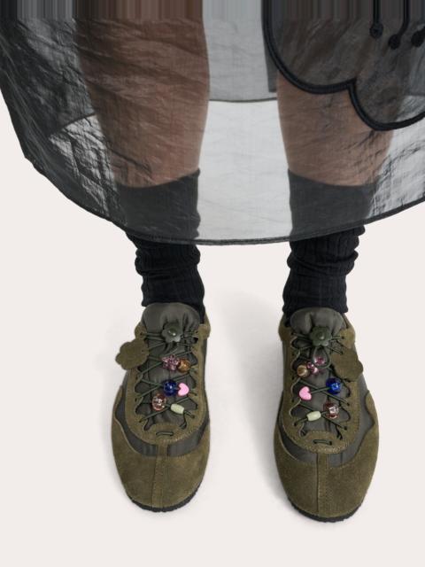 CECILIE BAHNSEN Blaise Beaded Suede Combo Sneaker