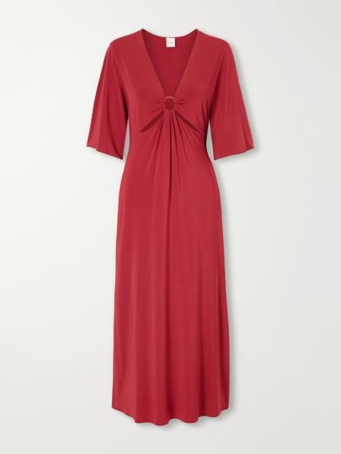 Max Mara Ruched Cut-out Stretch-jersey Maxi Dress