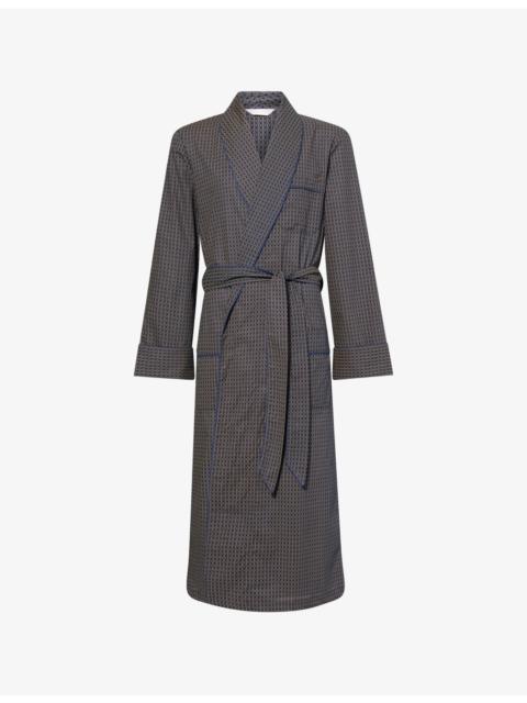 Derek Rose Nelson Graphic-Print Cotton-Poplin Robe