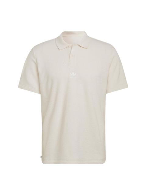 Men's adidas originals Printing Brand Logo Solid Color Short Sleeve White Polo Shirt IB7723