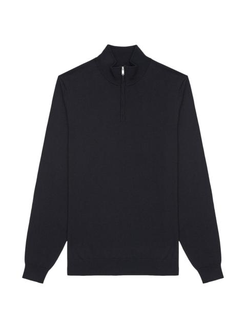 REISS Men's Blackhall Wool Half-Zip Pullover - Black Hall Navy