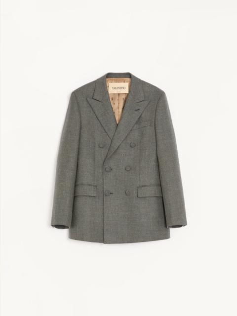 Valentino VALENTINO DOUBLE-BREASTED JACKET IN MOULINÉ WOOL