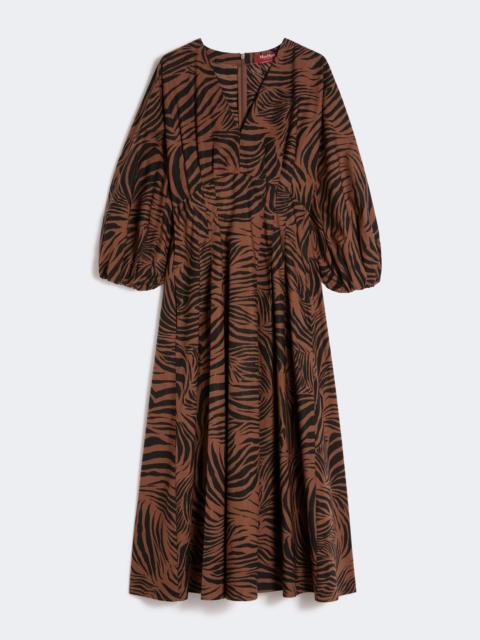 Printed cotton poplin dress - BROWN