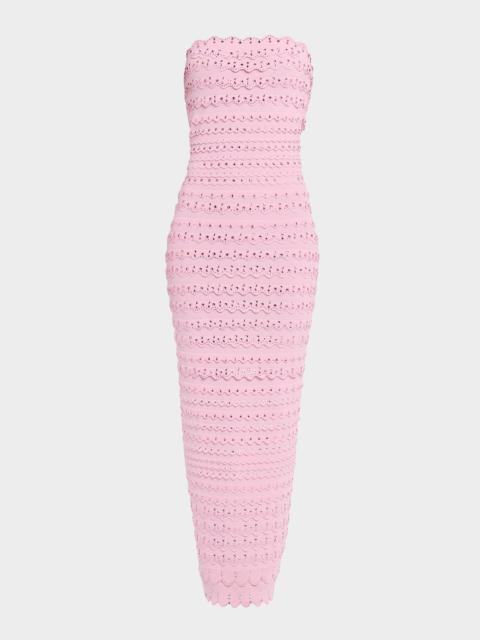 LoveShackFancy Eclipse Rhinestone Scallop Bandage Dress