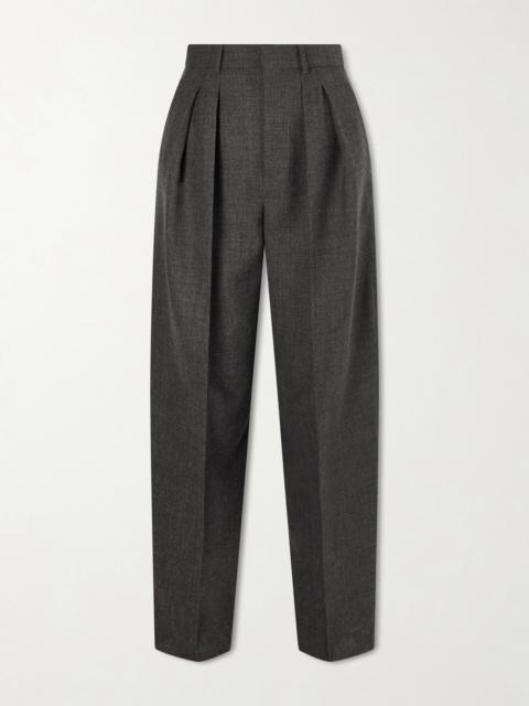 SAINT LAURENT Wool Wide-leg Pleated Pants