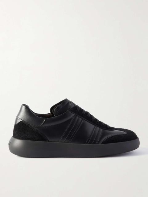 Brioni Suede-Trimmed Leather Sneakers