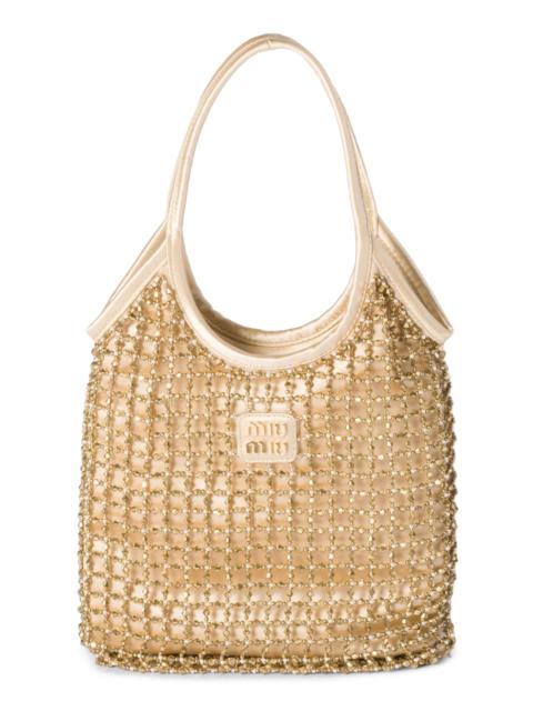 Miu Miu Women's Ivy Beaded Duchesse Shoulder Bag - Beige