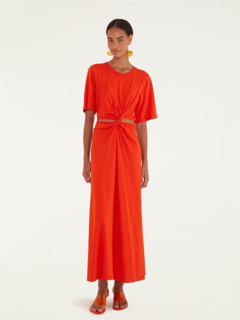 FARM RIO Red Artsy Flora Cut-Out Organic Cotton Maxi Dress