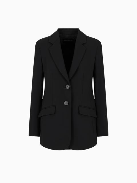 EMPORIO ARMANI JACKET WITH LAPELS IN GRAIN DE POUDRE WOOL