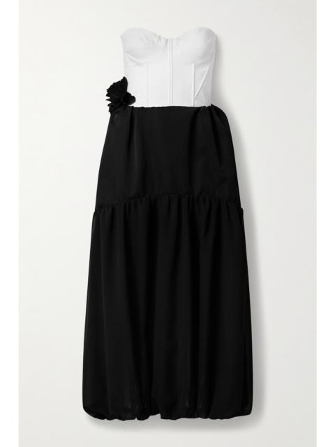 KIKA VARGAS Glenn Strapless Appliquéd Twill Midi Dress