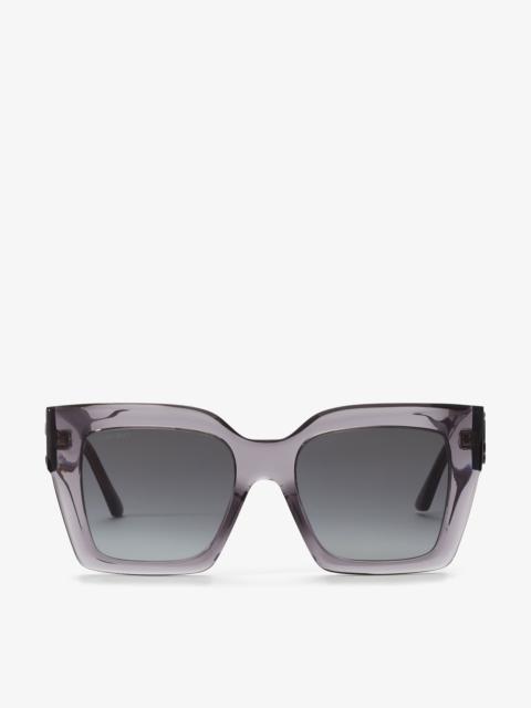 JIMMY CHOO Eleni
Grey Square-Frame Sunglasses with Black JC Emblem
