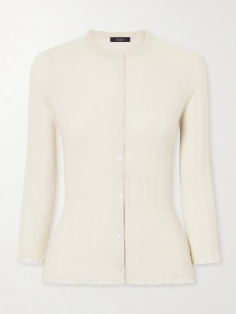 GUCCI Lace-trimmed Pointelle-knit Wool Cardigan