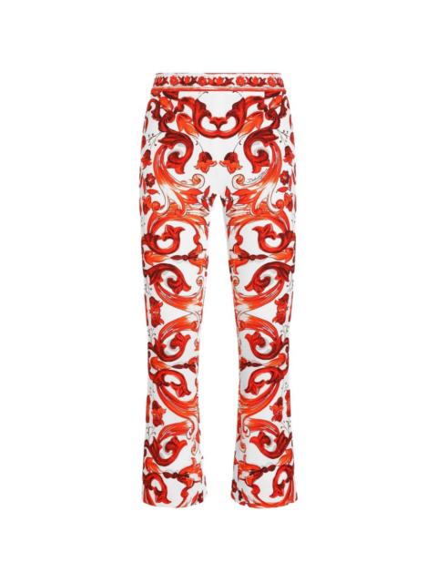 Dolce & Gabbana Majolica-print charmeuse trousers