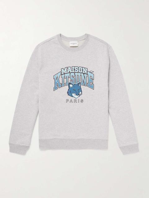 Maison Kitsuné Campus Logo-Print Cotton-Jersey Sweatshirt