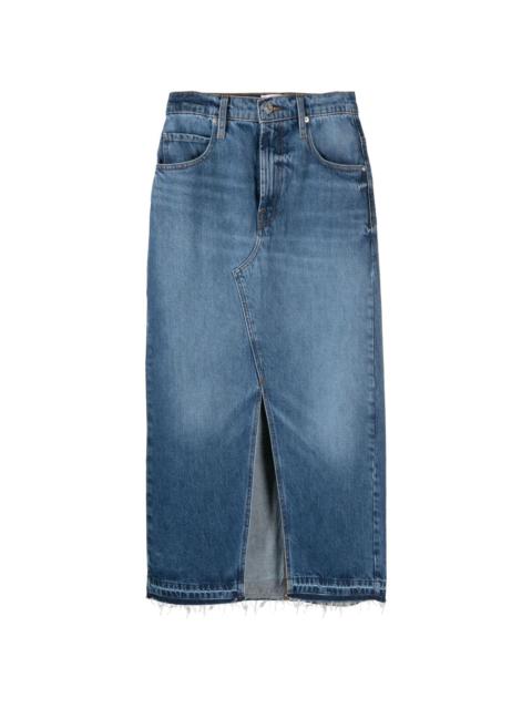 FRAME washed denim midi skirt