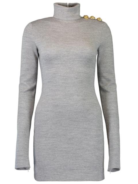 Balmain Long Sleeve Button Short Dress