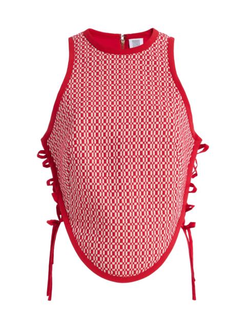 ROSIE ASSOULIN Shield Jacquard Tie Top red