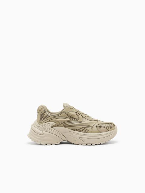 EMPORIO ARMANI SUEDE AND MESH SNEAKERS